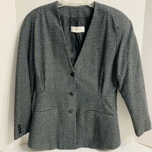 Vintage Plum Tree 2 PC  Skirt snd Blazer Set Women’s Size 9/10 Black Houndstooth